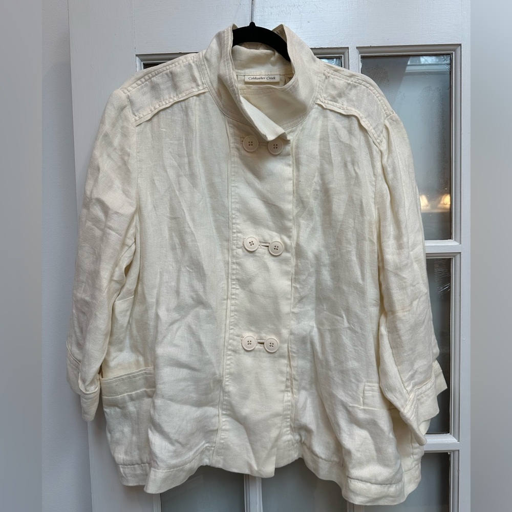 Coldwater Creek Linen Double-Breasted Jacket Career Minimalist Plus Size 2X New